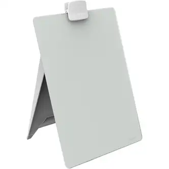 Quartet Dry-Erase Desktop Easel, White Glass Surface, 9" W x 11" H, Magnetic, Frameless, Clipboard-Style Copy Holder, Includes Marker