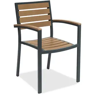 KFI Eveleen Outdoor Chair, Aluminum Frame, Synthetic Polymer Seat and Back, Mocha, 23" W x 22" D x 33.3" H, Powder-Coated