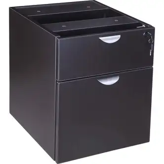 Boss Hanging Pedestal Desk, 3/4 Box/File, 16 in W x 18 in D x 19 in H, Mocha Melamine, 2-Drawer, 150 lb Suspension