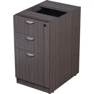Boss Pedestal, Deluxe Hanging, 3-Drawer, 16" W x 22" D x 28.5" H, Driftwood Laminate, Letter/Legal File Drawer