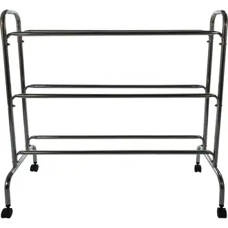 Champion Sports Ball Cart, 12-Ball, Powder-Coated Steel, No-Topple Base, 4 Swivel Casters, 17" W x 41" D x 41" H, Silver
