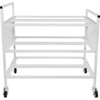 Champion Sports Sport Ball Cart, Basketball, Double-Wide, 24-Ball, Tubular Steel, Powder-Coated, Rubberized Casters, 20" x 42" x 44", White