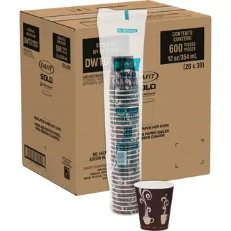 Solo ThermoGuard 12 oz Double Walled Paper Hot Cups - 12 fl oz - Multi - Paper, Polyethylene - Hot Drink, Beverage - 30/Bag - 20 / Carton