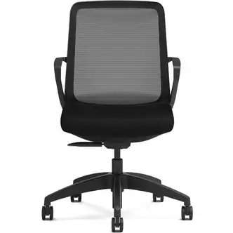 HON Cliq Task Chair, Weight-Activated Control, Black Mesh Back, Fabric Seat, Pneumatic 17"-22" Height, 300 lb Capacity