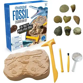 GeoSafari Fossil Excavation Kit, 8 Fossils, Rock Hammer, Chisel, Brush, Magnifying Glass, Hands-On STEM Activity, Ages 7-12