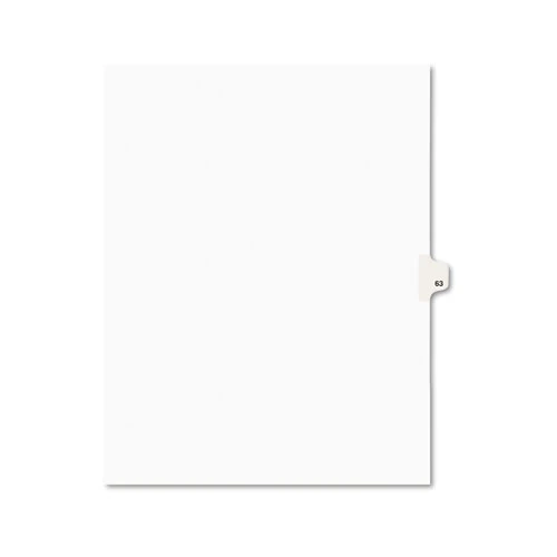 Avery-Style Legal Side Tab Divider, Title: 63, Letter, White, 25/Pack