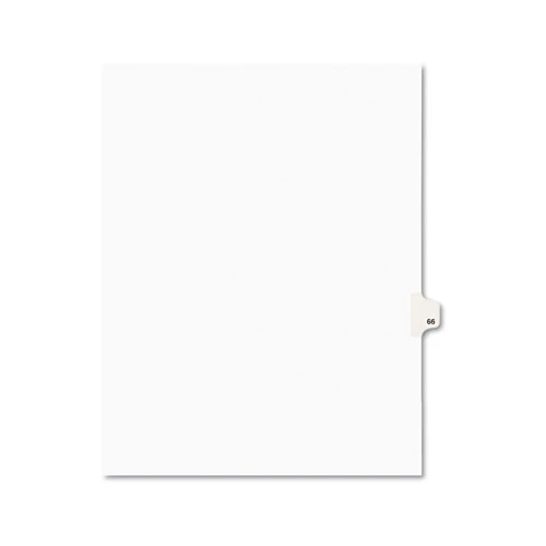 Avery-Style Legal Side Tab Divider, Title: 66, Letter, White, 25/Pack