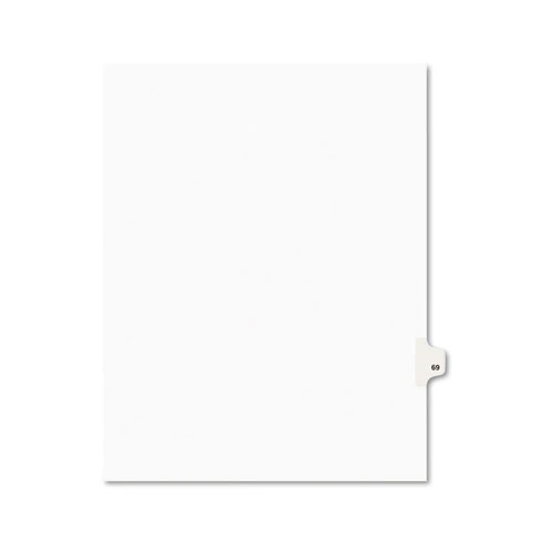 Avery-Style Legal Side Tab Divider, Title: 69, Letter, White, 25/Pack