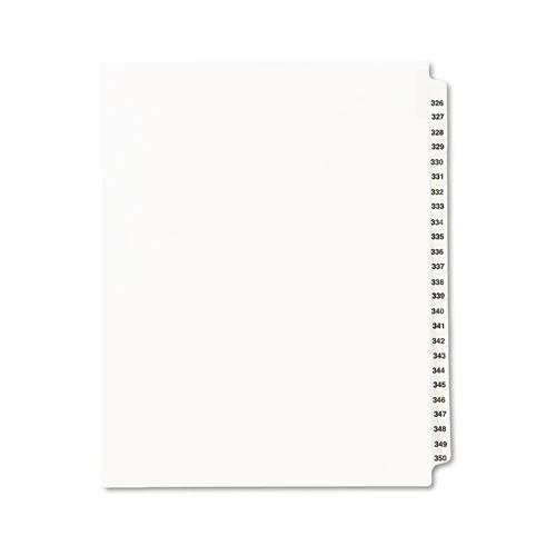 Avery-Style Legal Side Tab Divider, Title: 326-350, Letter, White, 1 Set