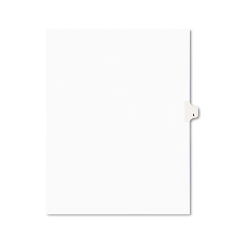 Avery-Style Legal Side Tab Dividers, One-Tab, Title L, Letter, White, 25/Pack