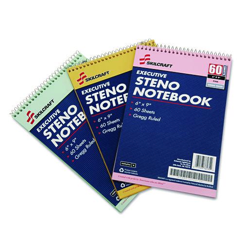 7530014545702, SKILCRAFT Steno Pad, Assorted Cover Colors, Gregg Rule, (60) Assorted Color 6 x 9 Sheets, 3/Pack
