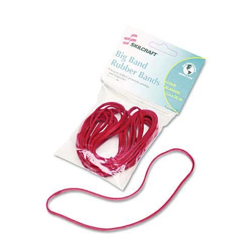 7510015783516, SKILCRAFT Big Band Rubber Bands, Size 117B, Red, 12/Pack