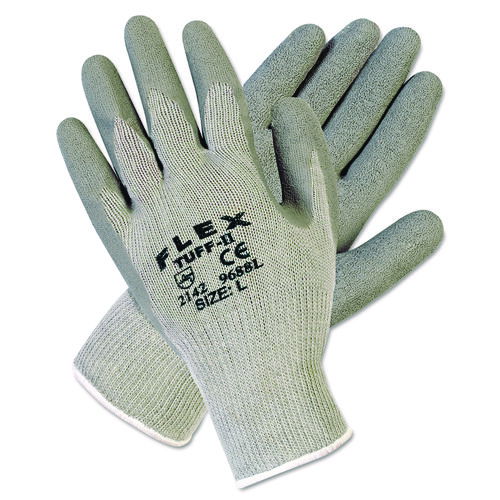 FlexTuff Latex Dipped Gloves, EN388: 2142, Large, Gray, 12 Pairs