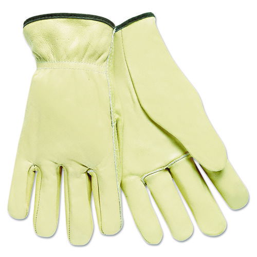 Full Leather Cow Grain Driver Gloves, Tan, Medium, 12 Pairs