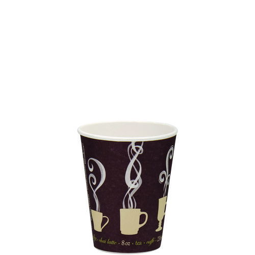 Thermoguard Insulated Paper Hot Cups, 8 oz, Steam Print Design, 1,000/Carton