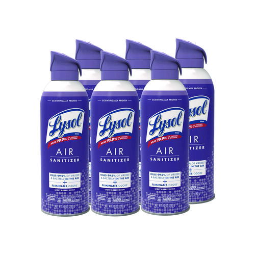 Lysol Air Sanitizer Spray, Light Breeze, 10 oz, 6/CS