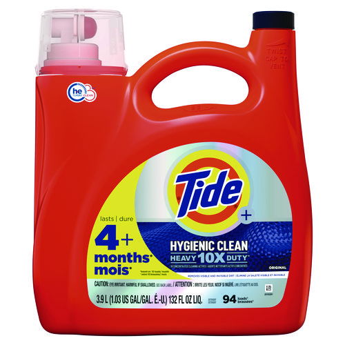 Hygienic Clean Heavy 10x Duty HE Liquid Laundry Detergent, Original Scent, 132 oz Pour Bottle, 4/Carton
