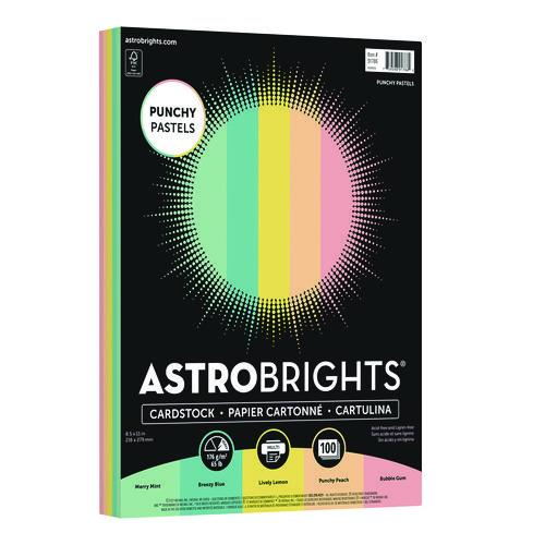 Color Cardstock -"Punchy Pastels" Assortment, 65 lb Cover Weight, 8.5 x 11, Assorted, 100/Pack
