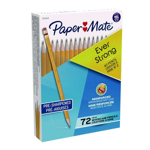 EverStrong #2 Pencils, HB (#2), Black Lead, Yellow Barrel, 72/Box