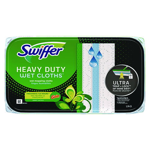 Heavy-Duty Wet Refill Cloths, 8 x 10, Gain Original Scent, White, 10 Cloths/Tub
