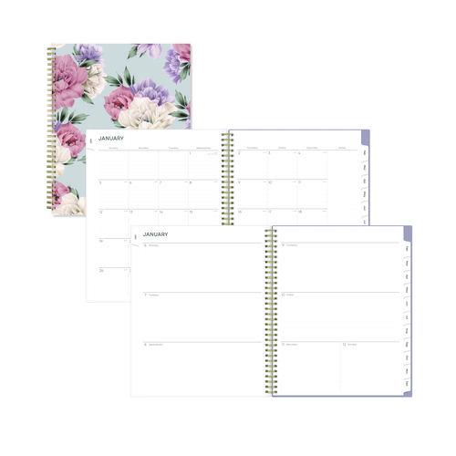 Tula Weekly/Monthly Planner, Floral Artwork, 11" x 8.5", Purple/Pink/White Cover, 12-Month (Jan to Dec): 2026