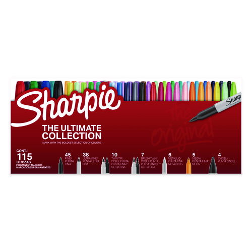 Permanent Markers Ultimate Collection, Assorted Tip Sizes/Types, Assorted Colors, 115/Pack