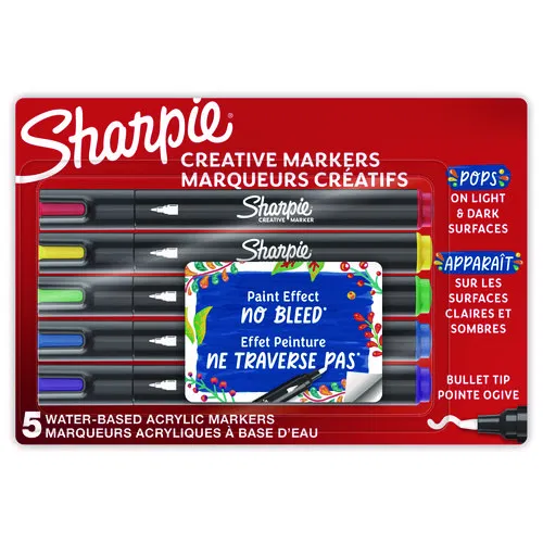 Creative Markers, Medium Bullet Tip, Assorted Colors, 5/Pack