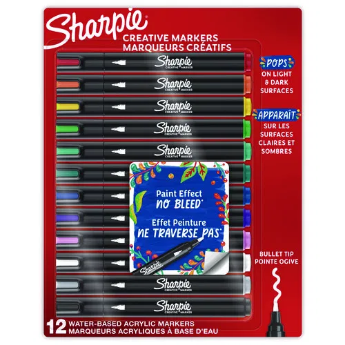 Creative Markers, Medium Bullet Tip, Assorted Colors, 12/Pack