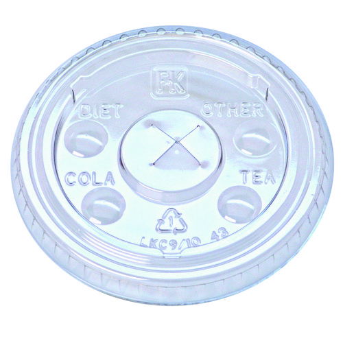 Kal-Clear/Nexclear Drink Cup Lids, X-Style Straw Slot/Flavor Buttons, Fits 9 oz to 10 oz Cold Cups, Plastic, Clear, 2,500/CT