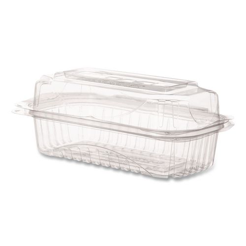 Renewable and Compostable Clear Clamshell Hinged Food Containers, 9 x 6 x 3, Plastic, 80/Pack, 3 Packs/Carton