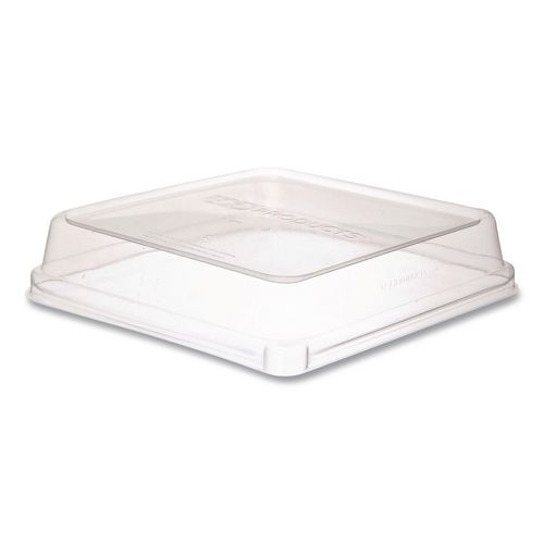 Renewable and Compostable Lids, 7.86 x 7.86 x 1.64, Clear, Plastic, 200/Carton
