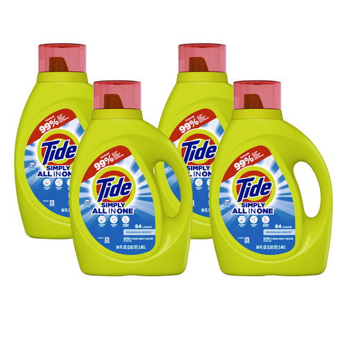 Simply Clean and Fresh Laundry Detergent, HE Compatible, Refreshing Breeze, 64 Loads, 84 oz Bottle, 4/Carton