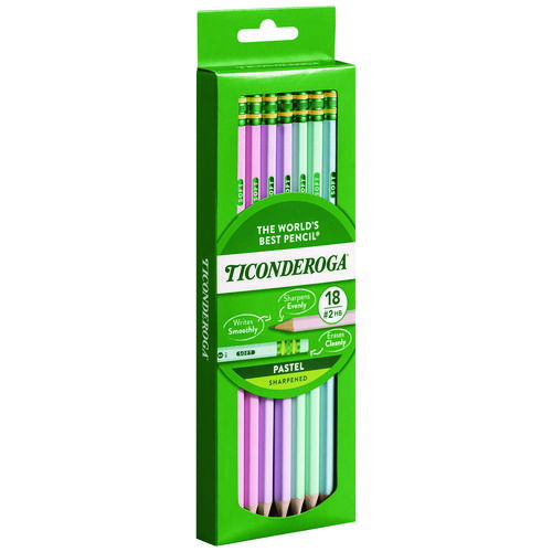 Pre-Sharpened Pencil, 2.2 mm, HB (#2), Black Lead, Pastel Assorted Barrel, 18/Pack