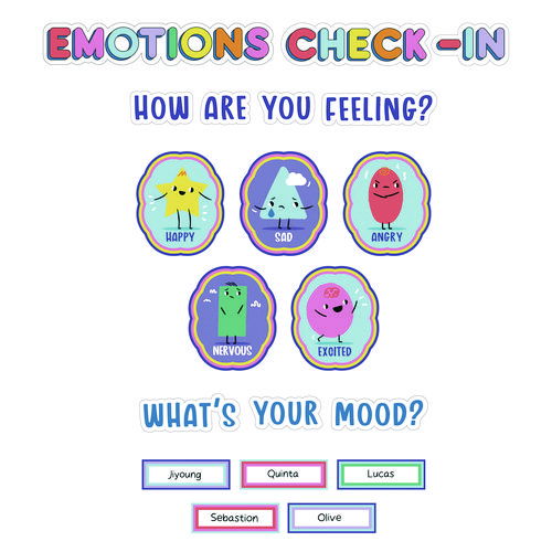 Curriculum Bulletin Board Sets, 46-Piece Set , We Stick Together: Emotions Check-In, 7.9" x 15", Multicolor