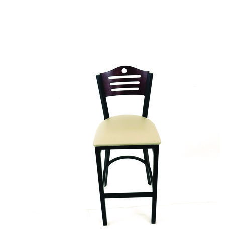 Eagle Series Barstool, Supports Up to 300 lb, 28.5" Seat Height, Taupe Seat, Dark Mahogany Back, Black Base