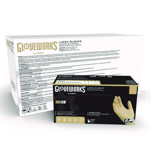 Latex Disposable Gloves, Extra Thick, 6 mil, Small, Ivory, 100 Gloves/Box, 10 Boxes/Carton