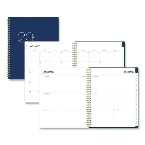 Ashlyn Weekly/Monthly Planner, Floral Artwork, 11 x 8.5, Navy/Multicolor Cover, 12-Month (Jan to Dec): 2026
