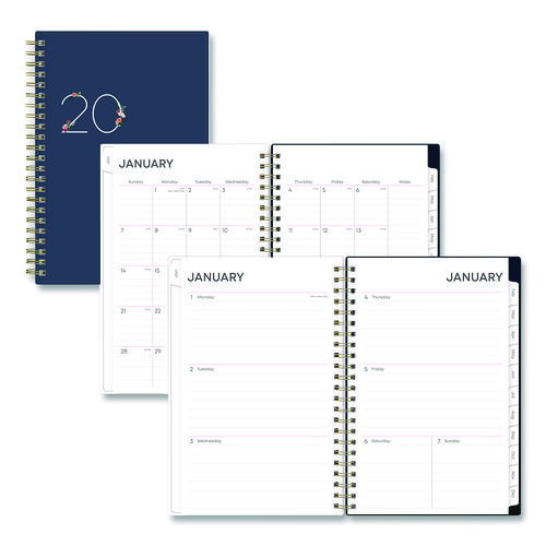 Ashlyn Weekly/Monthly Planner, Floral Artwork, 8 x 5, Navy/Multicolor Cover, 12-Month (Jan to Dec): 2026