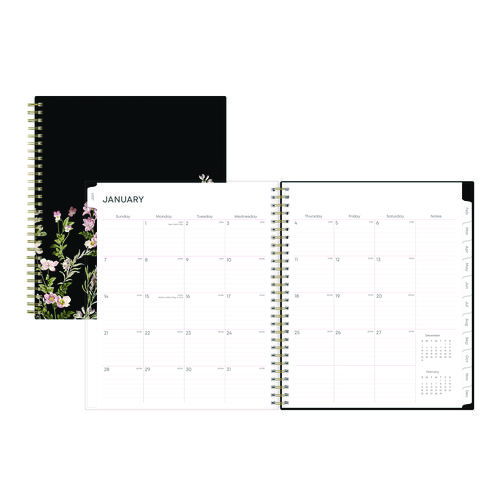 Nevaeh Monthly Planner, Floral Artwork, 10 x 8, Black/Multicolor Cover, 12-Month (Jan to Dec): 2026