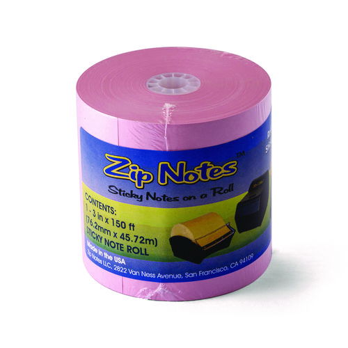 Dispenser Refill Roll, Unruled, Approx: 600 3 x 3 Sheets, 3" x 150 ft Roll, Pink