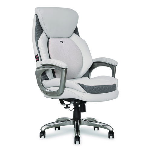 Ergonomic Bonded Leather Swivel Executive Massage Chair, Supports Up to 275 lbs, 20" to 23" Seat Height, Off-White