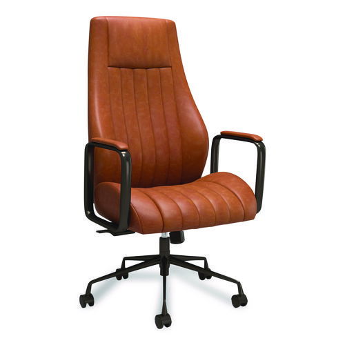 Industria 3-50L Ergonomic Bonded Leather Swivel Manager Chair, Supports Up to 275 lbs, 16.81" to 20.55" Seat Height, Brown