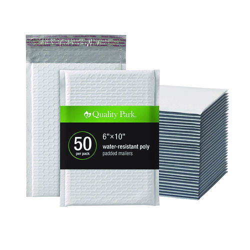 Poly Bubble Mailers, #0, Barrier Bubble Cushion, Redi-Seal Adhesive Closure, 6 x 9, White, 25/Pack