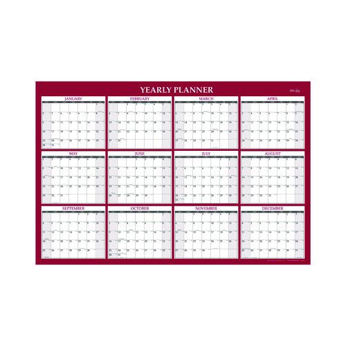 Classic Red Laminated Erasable Wall Calendar, 48 x 32, White/Red/Gray Sheets, 12-Month (Jan to Dec): 2026