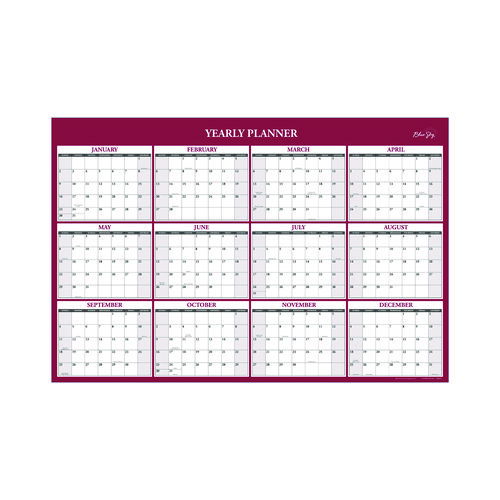 Classic Red Laminated Erasable Wall Calendar, 36 x 24, White/Red/Gray Sheets, 12-Month (Jan to Dec): 2026