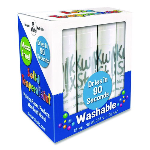 Kwik Stix Single Color Pack, 0.7" x 3.5", White, 12/Pack, 12 Packs/Carton