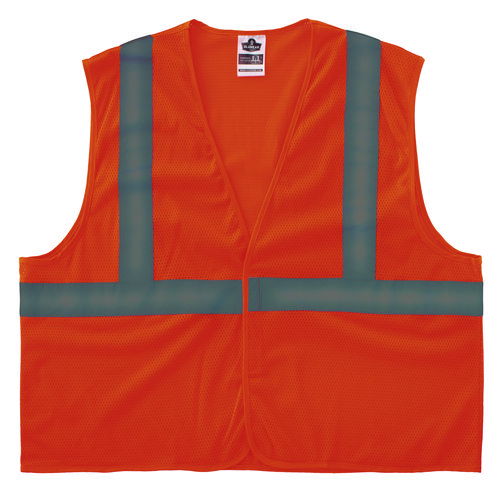 GloWear 8205HL-ECO Class 2 Recycled Hi-Vis Vest, Mesh, Polyester, Small/Medium, Orange