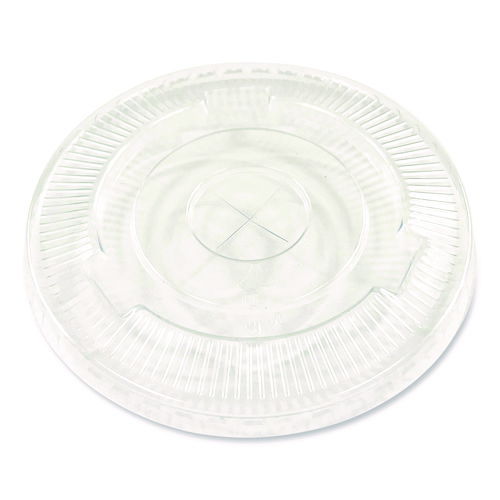 PET Cold Cup Straw-Slot Lids, Fits 9 oz Squat/12 oz Cold Cups, Plastic, Clear, 100/Pack