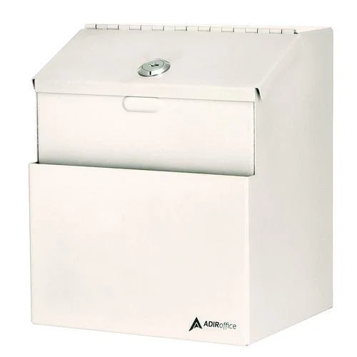 Wall Mountable Steel Suggestion Secure Drop Box with Key, 7 x 6 x 8.5, Stainless Steel 304, White