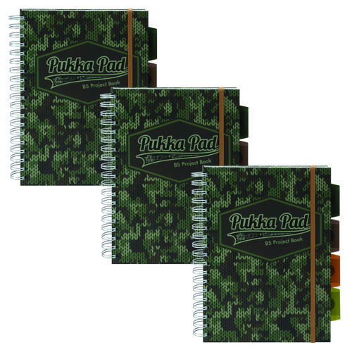 B5 Size Project Book, 4-Subject, Medium/College Rule, Green/Black Cover, (100) 9.8 x 6.9 Sheets, 3/Pack